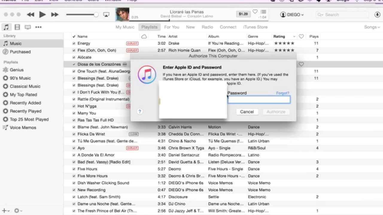 how to authorize computer for itunes mac 2016